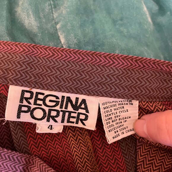 Vintage 70s Retro Secretary Blouse Regina Porter Striped 2 Piece Skirt Set XS/S - Picture 15 of 16